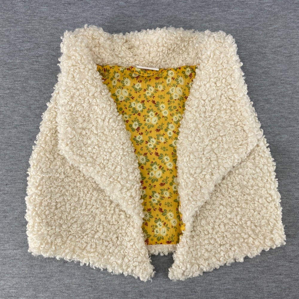 Happy Threads Cream Fuzzy Floral Lined Vest Toddler Girls‎ Size 2T
